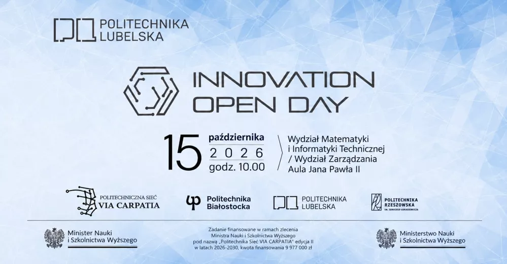 Grafika zapowiadajaca Innovation Open Day na Politechnice Lubelskiej