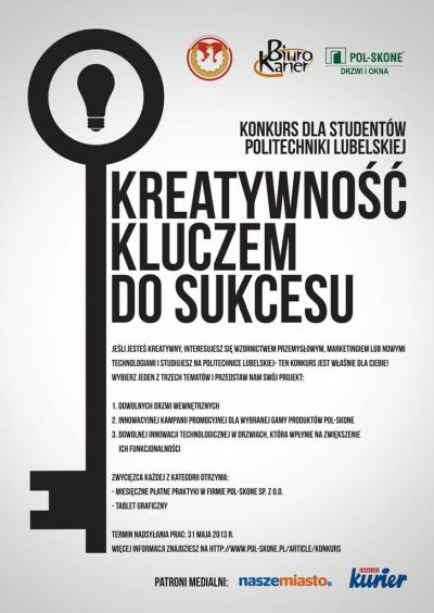 Plakat konkursu Kreatywność kluczem do sukcesu